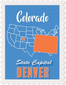 denver colorado state map stamp clipart 2