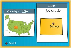 denver colorado state us map with capital