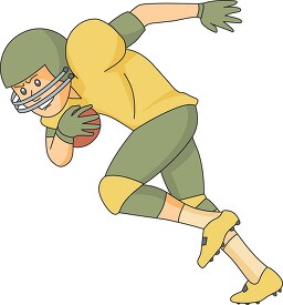 determined player running with football clipart