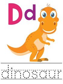 dinosaur with alphabet letter d Upper lower case children writin