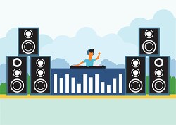 dj with music system big speakers clipart 2