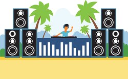 dj with music system big speakers clipart
