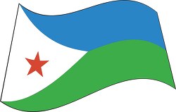 Djibouti  flag flat design wavy clipart