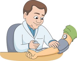 doctor checking patents blood pressure