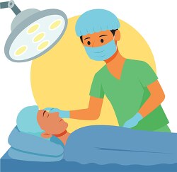 doctor checking patient in surgery room clipart