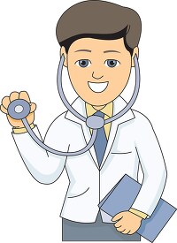 doctor holding stethoscope patient chart clipart
