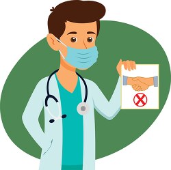 doctor showing no to hand shake sign medical clipart
