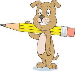 dog holding a pencil cartoon clipart
