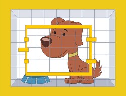 dog in animal shelter cage clipart