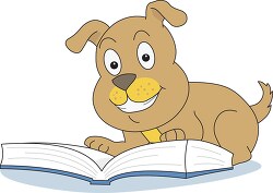Dog reading a book cartoon clipart