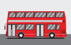 double decker red bus gray color