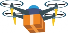 drone delivering package clipart