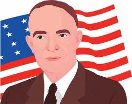 dwight d eisenhower american president with flag background clipart