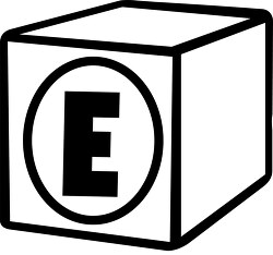 E alphabet block black white clipart