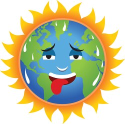 earth character getting hot due to global warming clipart 125
