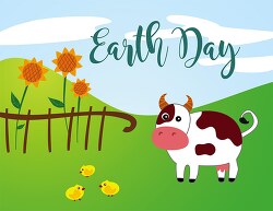 earth day green pastures animals flowers clipart