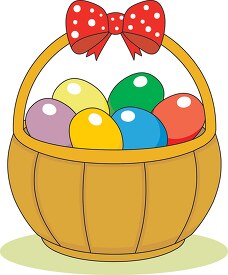 easter basket with colorful eggs and bow