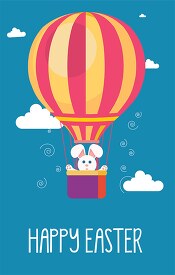 easter bunny rabbit in hot air balloon vector clipart