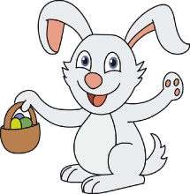 easter rabbit with basket full of eggs