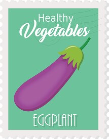 eggplant healthy vegetable stamp style clipart