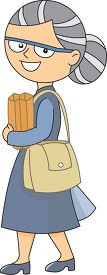 elderly lady holding shopping bag clipart