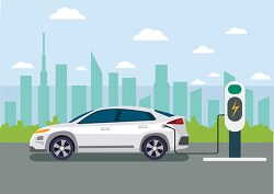 electric at car charging station clipart
