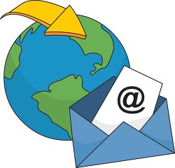 email sign in evelope flying around the world clipart