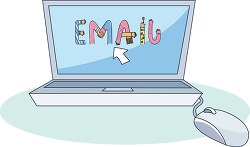 email word on laptop screen clipart