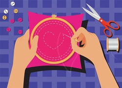 embroidery with needle and thread clipart
