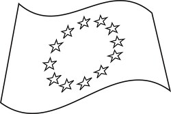 European Union wavy flag black outline clipart