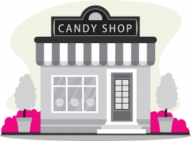 exterior of candy shop gray color