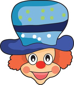 face circus clown wearing blue hat clipart