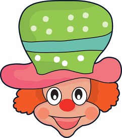 face circus clown wearing green hat clipart