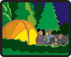 family camping under the stars clipart