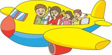 family summer vacation travel on plane clipart