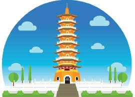 famous tsen pagoda in taiwan clipart