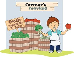 farmer holding fresh vegetables at market clipart