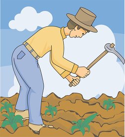 farmer tilling soil agriculture clipart