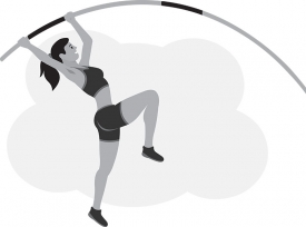 female athlete performing pole vault sports gray color