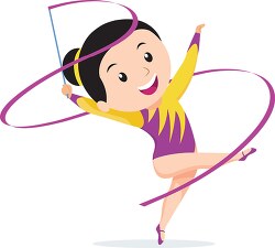 female athlete performing rhythmic gymnastics dance with ribbon 