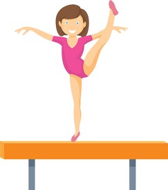 female athlete raising leg on balance beam clipart