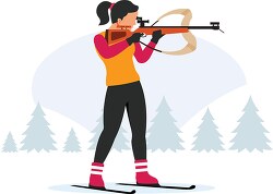 female biathlon winter sports clipart