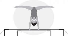 female gymnast athlete performs on uneven bars vector gray color