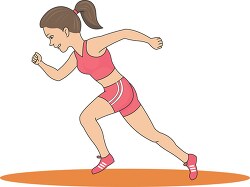 female runner racing at track field event clipart