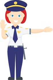 female safety police officer directing traffic clipart