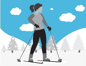 female skiier on mountain gray color