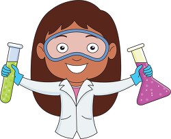 female student holding flask and test tube in science lab scienc