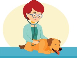 female veterinary examing a dog clipart