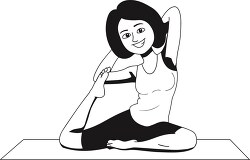 female yoga teacher black outline clipart