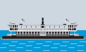 ferry boat with passengers gray color